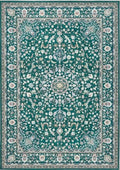 Eco-Washable Green Rug Medallion Design