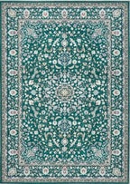 Eco-Washable Green Rug Medallion Design