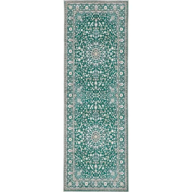 Eco-Washable Green Rug Medallion Design 67X200 cm