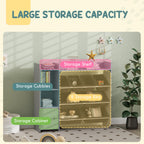Toy Storage Unit with 8 Removable Bins, Storage Shelves, Cabinet