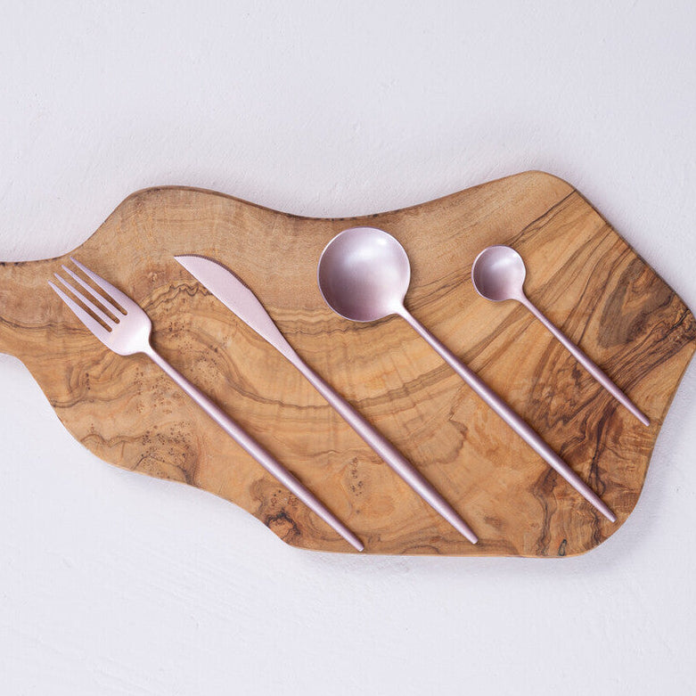 16 Piece Matte Pink Finish Cutlery Set