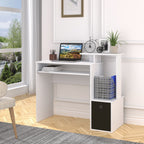 Computer Desk with Sliding Keyboard Tray, Storage Drawer and Shelf, Home Office Workstation, White