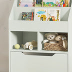 Kids Bookcase, Toy Box w/ Storage Drawer, Wheels for Bedroom