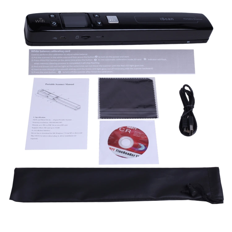 iScan02 WiFi Double Roller Mobile Document Portable Handheld Scanner with LED Display, Support 1050DPI / 600DPI / 300DPI / PDF / JPG / TF, WiFi iScan02 Black, WiFi iScan02 White