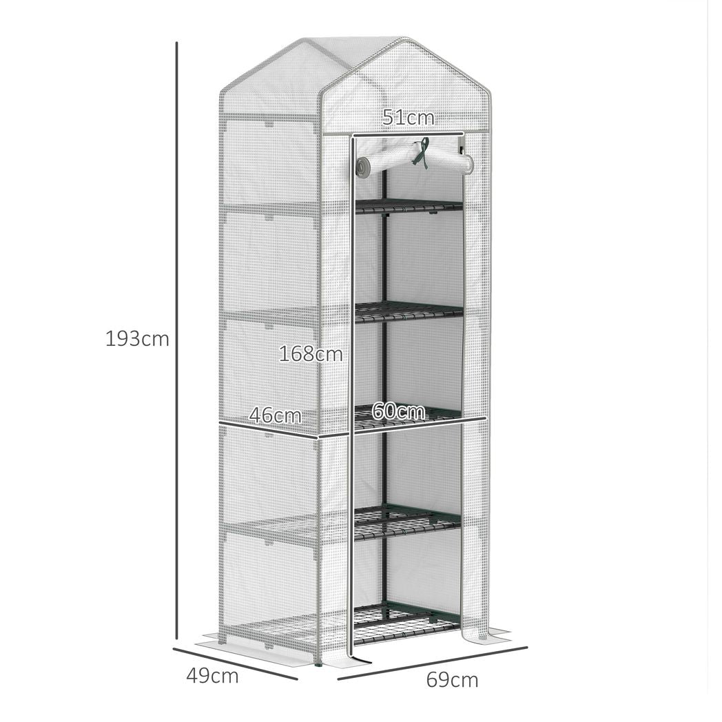 5 Tier Mini Greenhouse Grow House w/ Roll Up Door