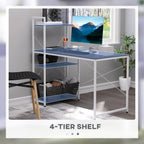Computer Desk with Storage Shelves on Left or Right, Industrial Reversible Writing Desk for Home Office, Study, Easy Assembly, 120 x 64 x 121cm, Black and White