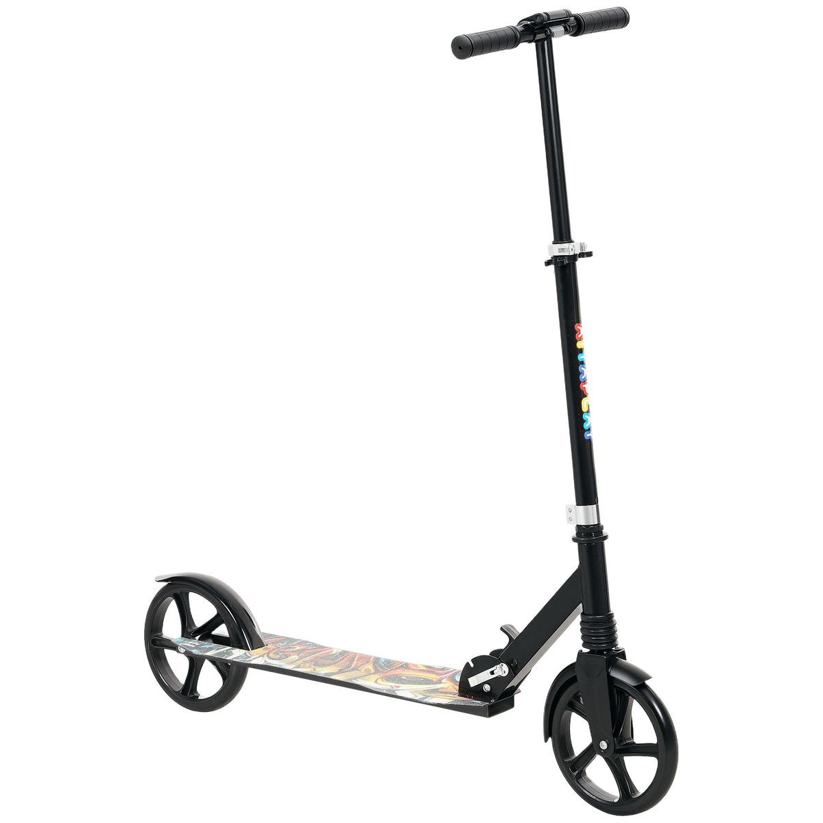 Kids Scooter, Foldable Kick Scooter w/ Adjustable Handlebar, Black in Black