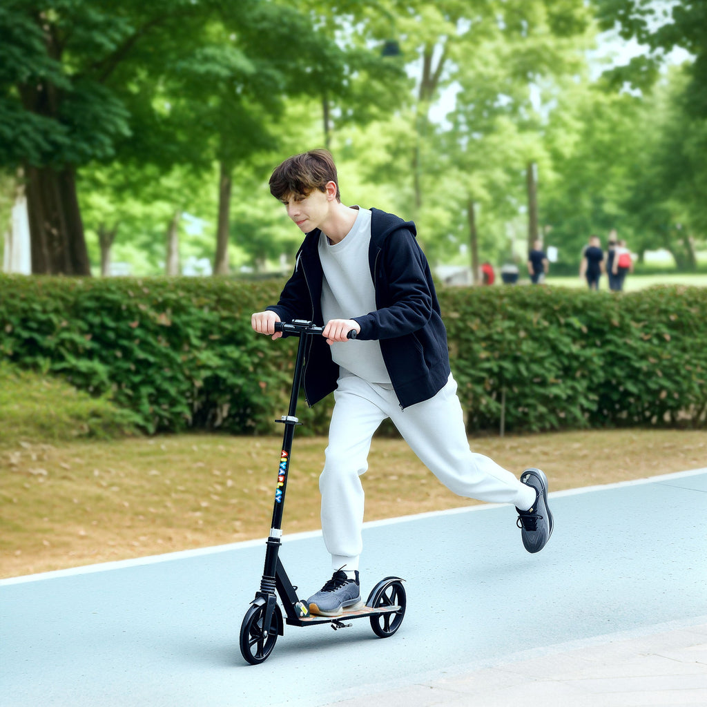 Kids Scooter, Foldable Kick Scooter w/ Adjustable Handlebar, Black in Black