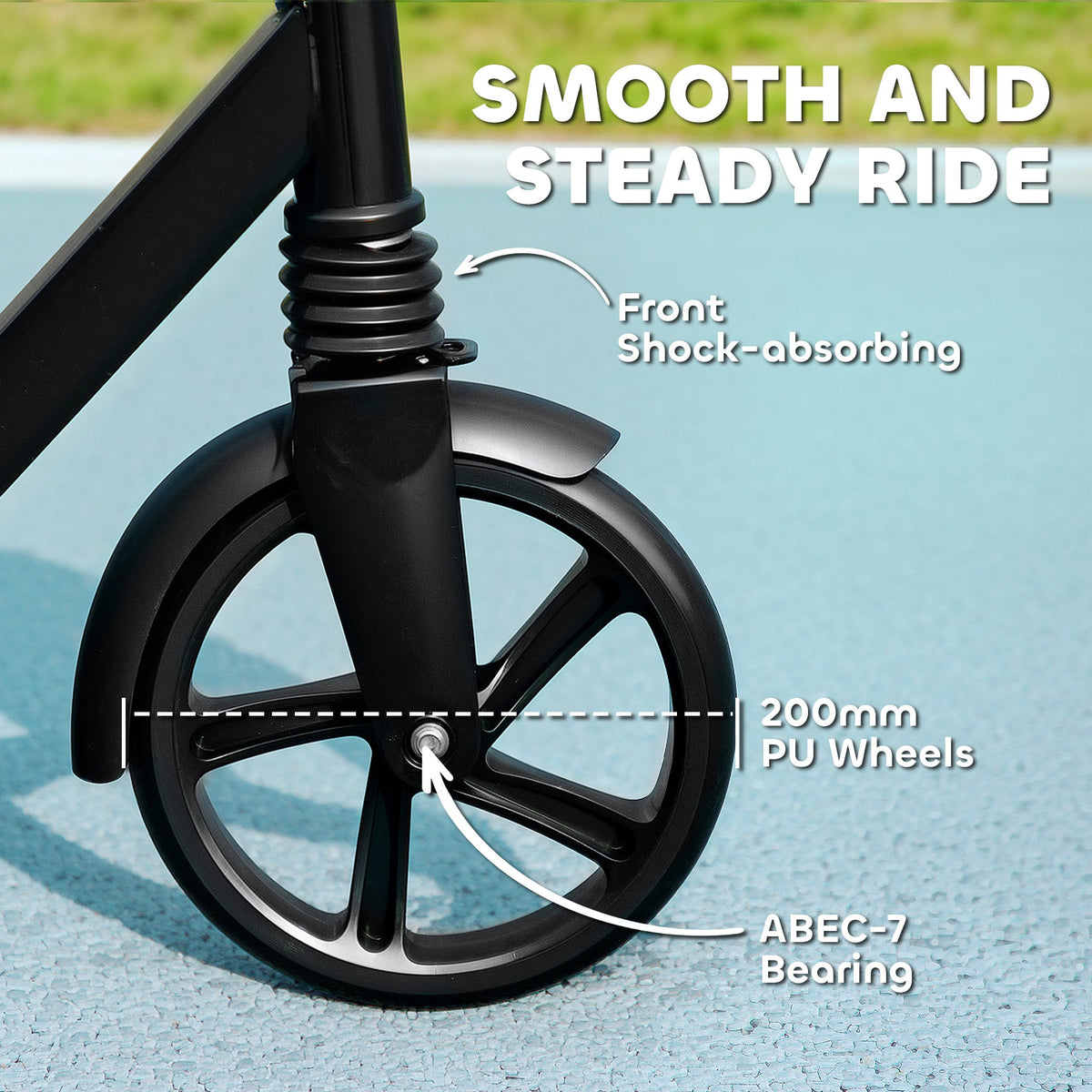 Kids Scooter, Foldable Kick Scooter w/ Adjustable Handlebar, Black in Black
