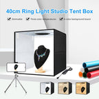 40cm Folding Portable Ring Light USB Photo Lighting Studio Shooting Tent Box with 6 x Color PVC Backdrops, Size: 40cm x 40cm x 40cm