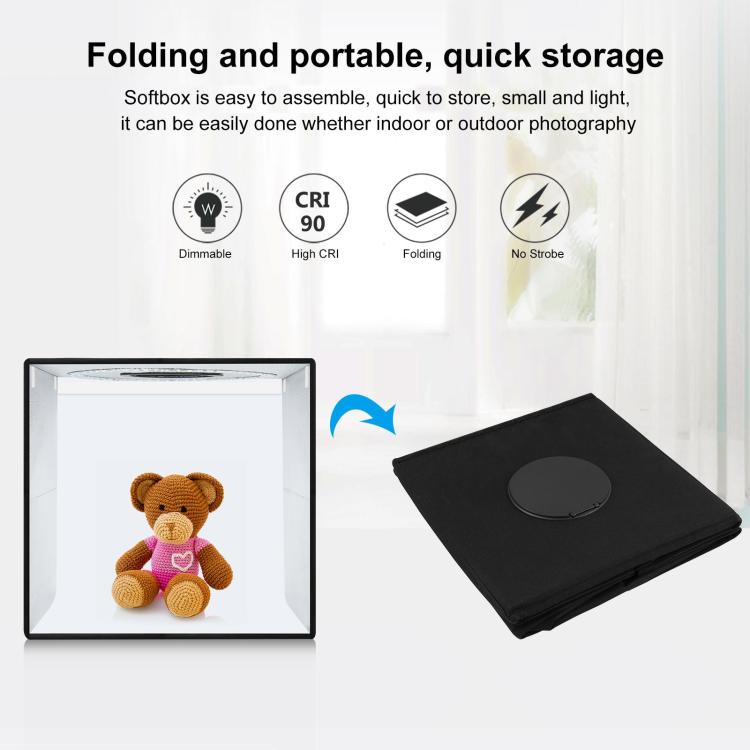 40cm Folding Portable Ring Light USB Photo Lighting Studio Shooting Tent Box with 6 x Color PVC Backdrops, Size: 40cm x 40cm x 40cm