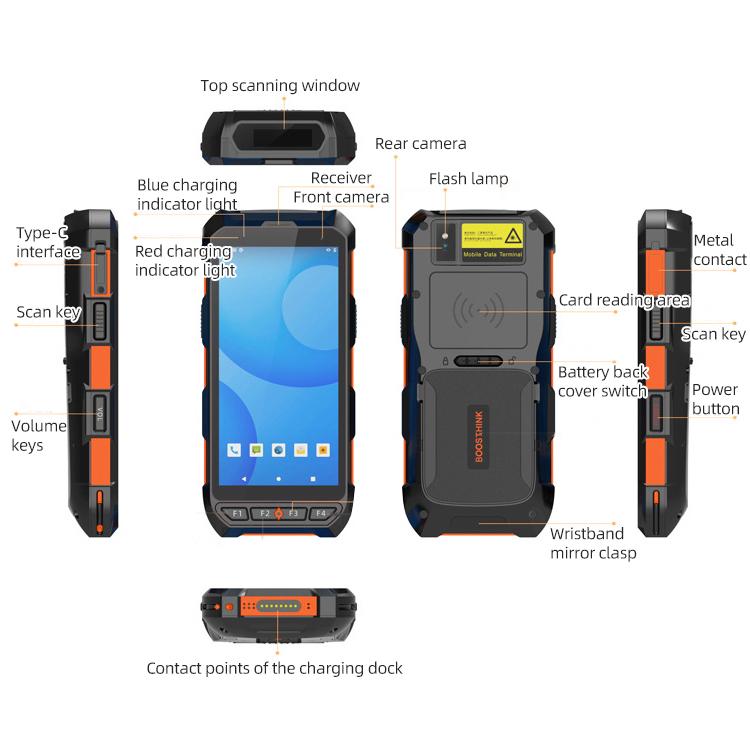 5.5 inch Android 10 IP65 Handheld Industrial Data Terminal Barcode Scanner, Style: RFID UHF + NFC HF, RFID UHF + NFC HF