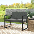 2 Seater Rattan Garden Bench with Cushion, Steel Frame