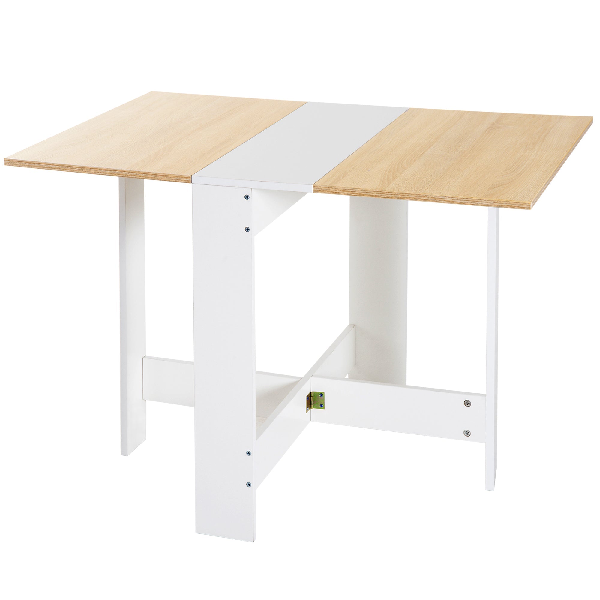 Wooden Folding Dining Table, Writing Computer Desk, PC Workstation, Space Saving, Home Office, Oak and White Oak