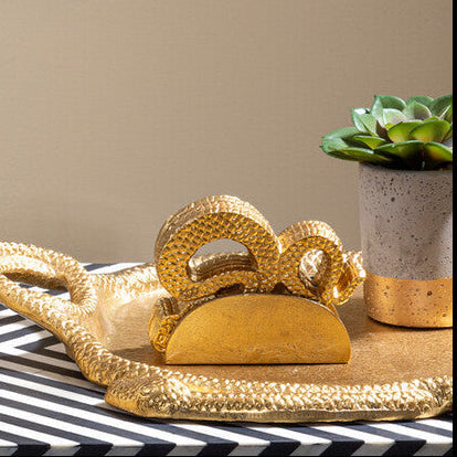 Gold Set of 4 Coasters with Holder
