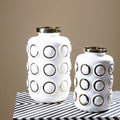Large White and Gold Ceramic Vase
