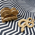 Gold Set of 4 Coasters with Holder