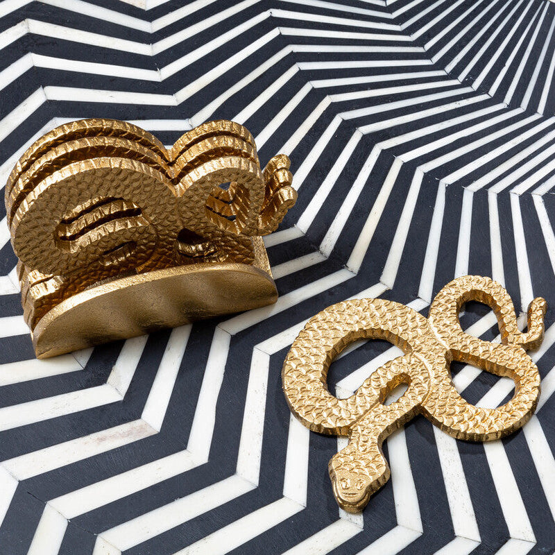 Gold Set of 4 Coasters with Holder