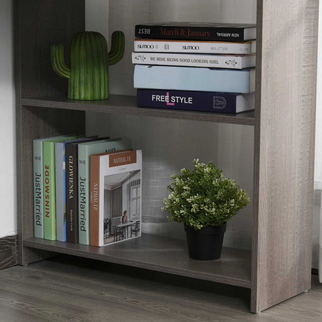 L-Shaped Corner Computer Desk with 2 Shelves, Wide Worktop, Keyboard Tray, Drawer and CPU Stand, Home Office Study Bedroom Furniture, Grey