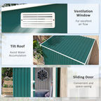 7 x 5FT Garden Shed w/ Foundation Lean to Metal Tool Shed Green