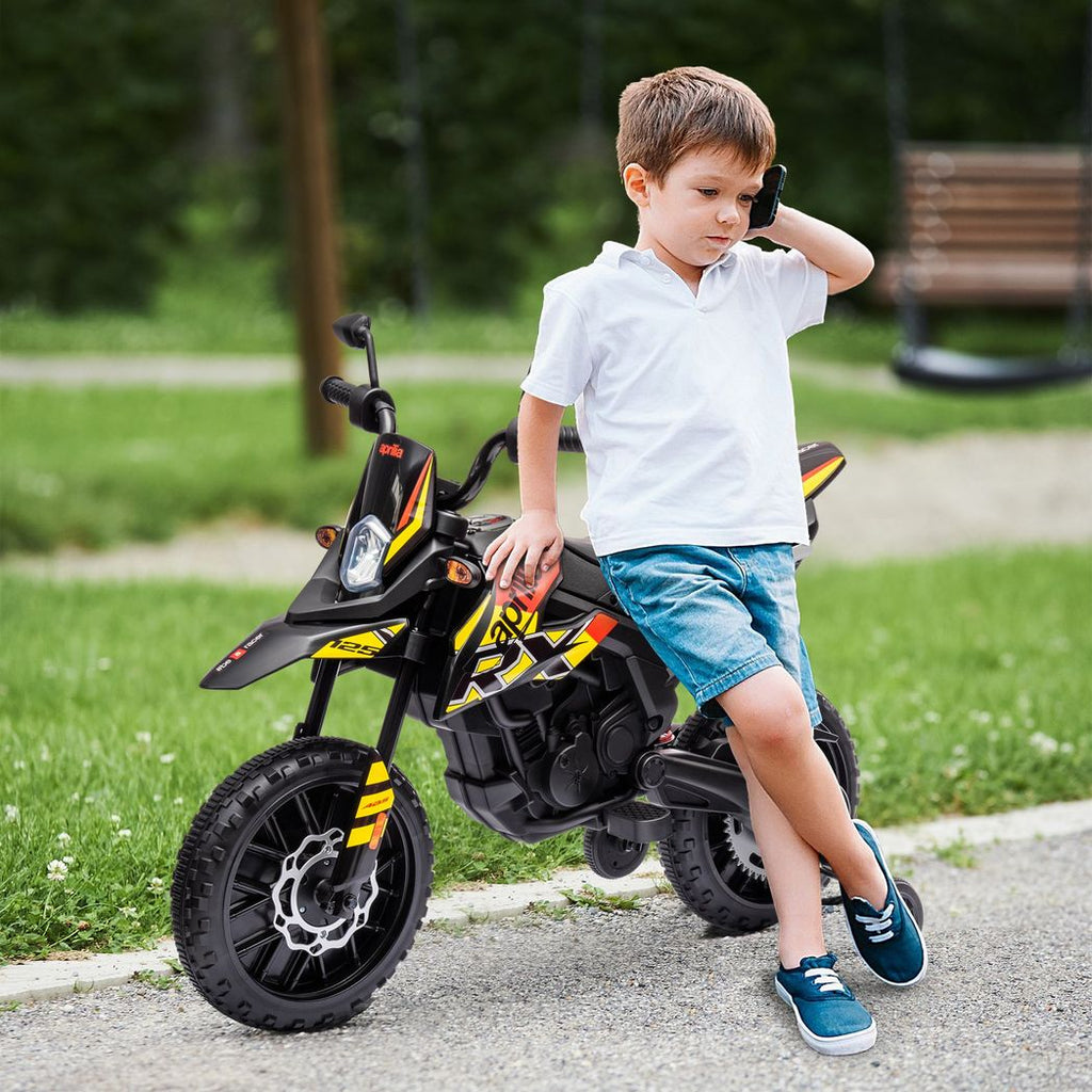 12V Kids Motorbike Aprilia Licenced with Training Wheels