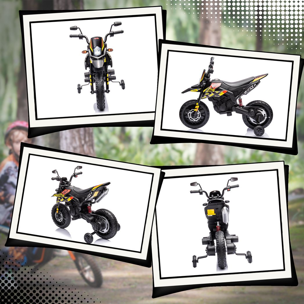 12V Kids Motorbike Aprilia Licenced with Training Wheels