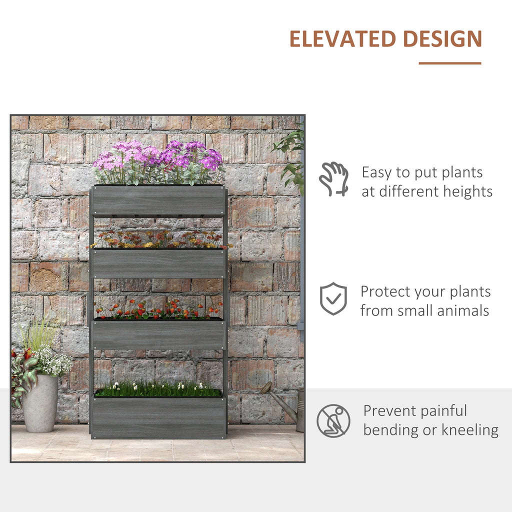 Raised Garden Bed Wooden Plant Stand Grey