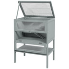 Wooden Hamster Cage w/ Storage Shelf, Openable Top for Gerbils, Grey in Grey