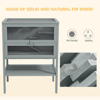 Wooden Hamster Cage w/ Storage Shelf, Openable Top for Gerbils, Grey in Grey