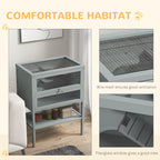 Wooden Hamster Cage w/ Storage Shelf, Openable Top for Gerbils, Grey in Grey