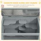 Wooden Hamster Cage w/ Storage Shelf, Openable Top for Gerbils, Grey in Grey