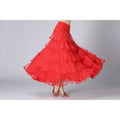 Sequin Swing Modern Dance Long Skirt Competition Costume, Free Size Free Size Red