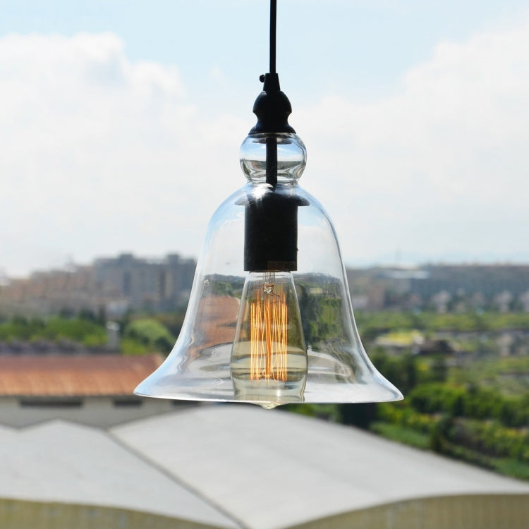 E27 Retro Industrial Hanging Lamp Small Bell Transparent Glass Pendant Light Warm White