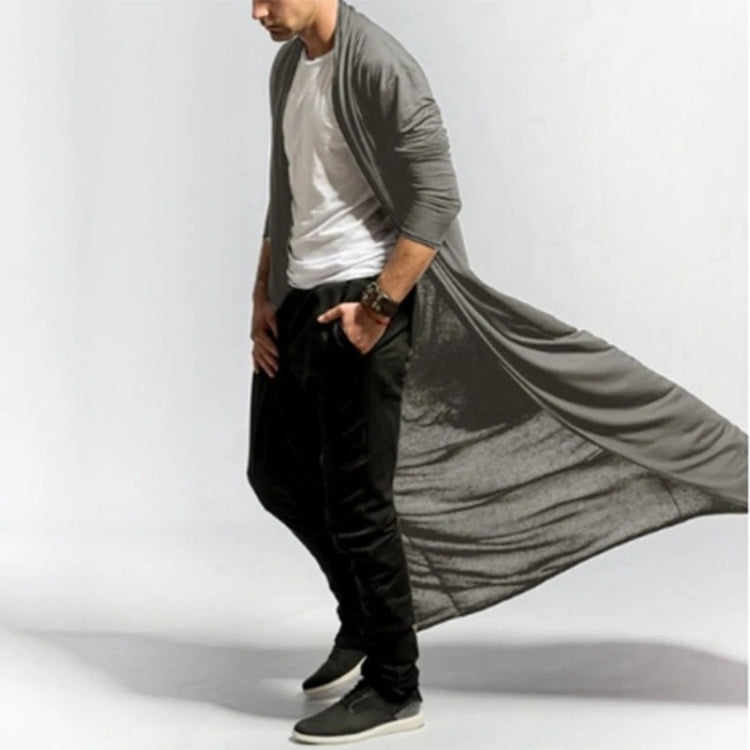 Mens Casual Loose Long Cardigans Coat (Color:Black Size:S), XL XL Grey
