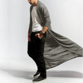 Mens Casual Loose Long Cardigans Coat (Color:Black Size:S), XL XL Grey