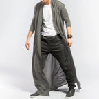 Mens Casual Loose Long Cardigans Coat (Color:Black Size:S), XL