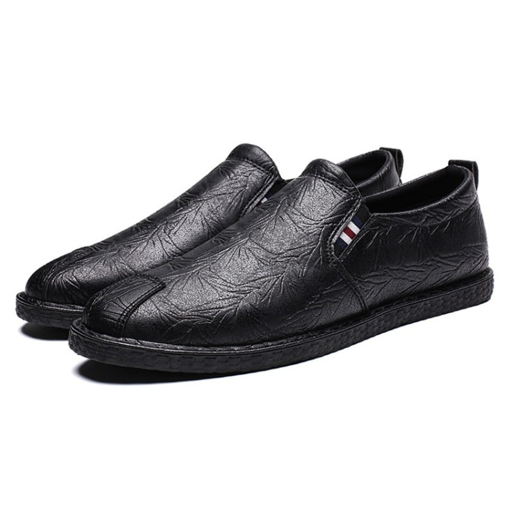 Casual Breathable Round Head Leather Shoes for Men, 43 43 Black