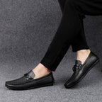 Soft and Comfortable Round Head PCowpea Embossing Surface Leather Shoes for Men, 43