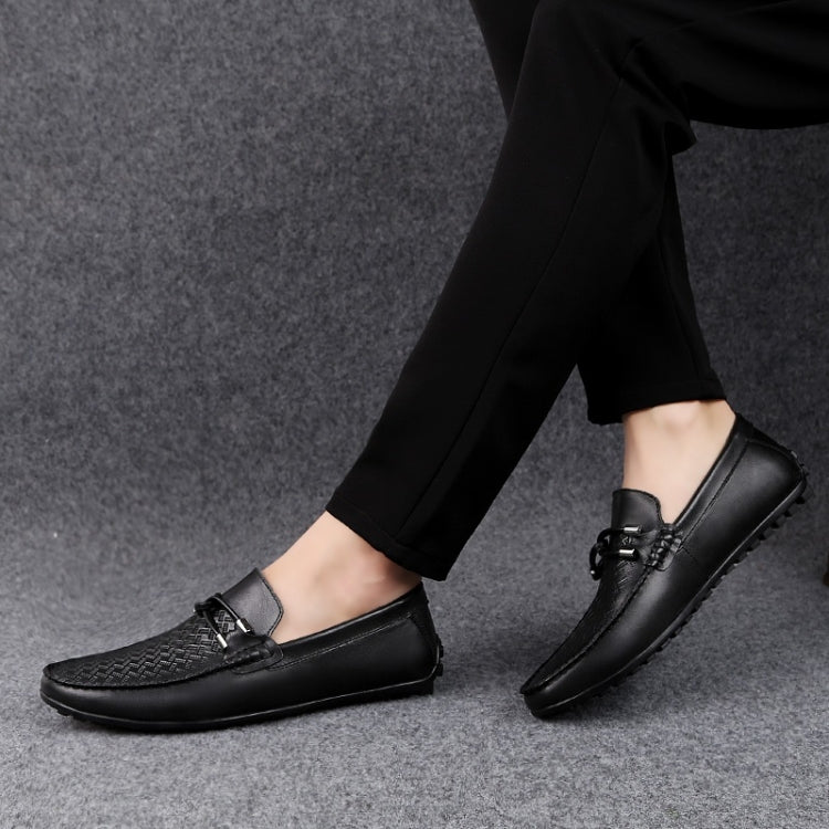 Soft and Comfortable Round Head PCowpea Embossing Surface Leather Shoes for Men, 43