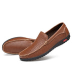 Round Head Hollow Breathable and Comfortable Casual Leather Shoes, 43 – Leather