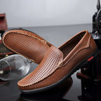 Round Head Hollow Breathable and Comfortable Casual Leather Shoes, 43 – Leather