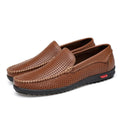 Round Head Hollow Breathable and Comfortable Casual Leather Shoes, 43 – Leather 43 Brown