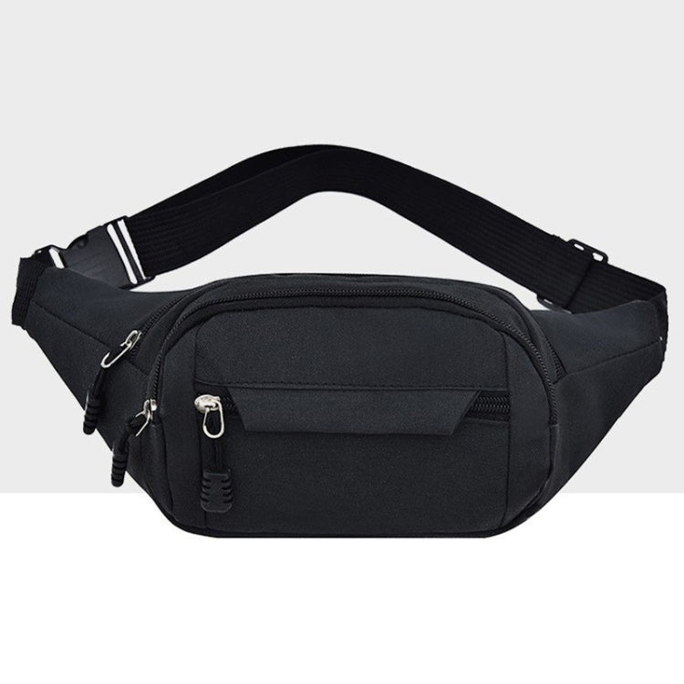 Pure Color Multi-function Pockets Waterproof Chest Bag Waist Crossbody Sports Bag Black
