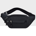 Pure Color Multi-function Pockets Waterproof Chest Bag Waist Crossbody Sports Bag Black