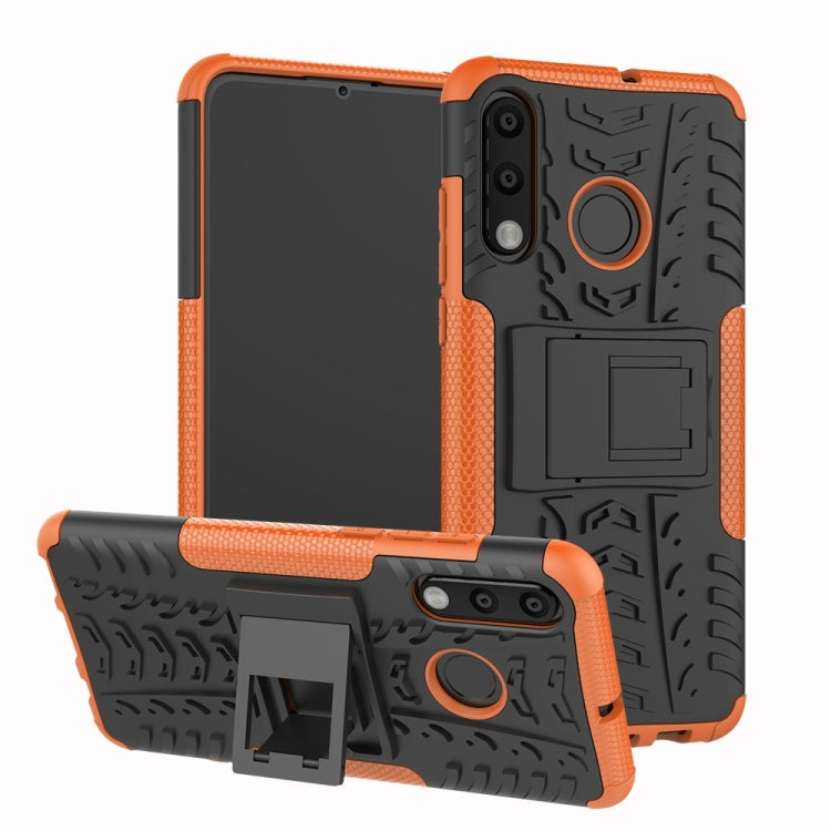 Tire Texture TPU+PC Shockproof Phone Case for Huawei P30 Lite / Nova 4e, with Holder – Shockproof, TPU, For Huawei P30 Lite For Huawei P30 Lite Orange
