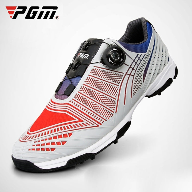 PGM Golf Knob Buckle Lace Sneakers Outdoor Sport Non-slip Shoes for Men, 45 45 Red Blue