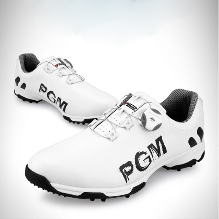 PGM Golf Rotating Buckle Waterproof Microfiber Leather Breathable Non-slip Sneakers for Men(Color:White Green Size:45), 39, 40, 41, 42, 43, 44