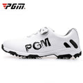 PGM Golf Rotating Buckle Waterproof Microfiber Leather Breathable Non-slip Sneakers for Men(Color:White Green Size:45), 45 45 White Black