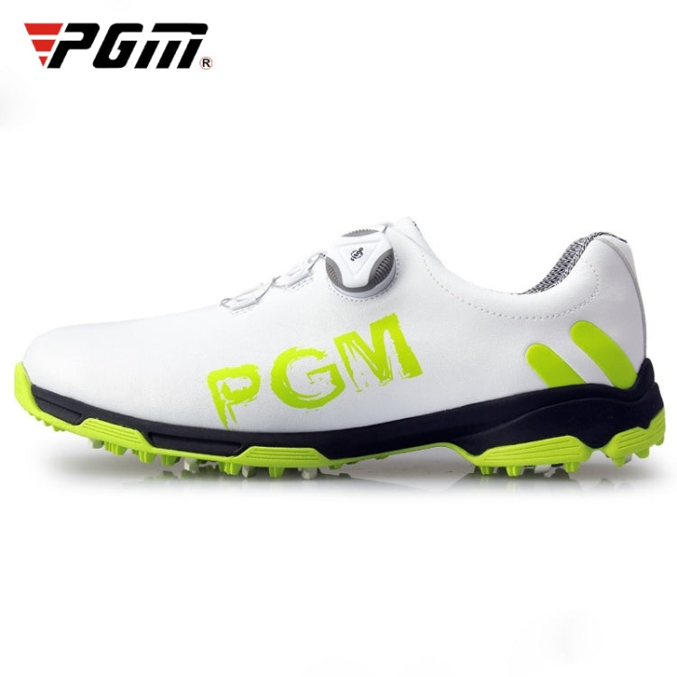 PGM Golf Rotating Buckle Waterproof Microfiber Leather Breathable Non-slip Sneakers for Men(Color:White Green Size:45), 39, 40, 41, 42, 43, 44 – Waterproof, Leather, Non-slip 41 White Green