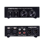 LINEPAUDIO A977 2 In 2 Out Switcher Full-balance Passive Preamp Active Speaker Double Sound Source Volume Controller, A977